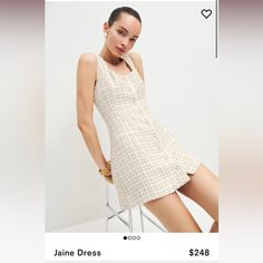 Brand New With Tags Reformation Janie Dress Size 8. Perfect Condition, Never Been Worn And Super Cute! White Tweed, Fitted Mini Dress, Reformation Dress, Strappy Sandals Heels, Reformation Dresses, Mini Slip Dress, Tweed Dress, Northern Italy, Sleeveless Mini Dress