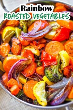 Rainbow Roasted Vegetables are the perfect way to enjoy eating healthy, colorful vegetables for adults and kids! Rainbow Roasted Vegetables are an easy way to add color, tons of vitamins and flavors to your meal in one sheet pan.