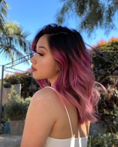 Ombre Hair With Fringe, Under Hair Color, Burgundy Hair Dye, Short Hair Fringe, Pink Ombre Hair, Pink Hair Dye, Hair Color Underneath, Creative Hair Color, Hair Color Streaks