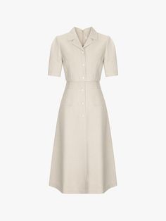 Composition : Shell: Polyester 100% Lining: Polyester 100%Color : BEIGE_4(44),BEIGE_5(55),BEIGE_6(66)Country of Origin : China Cream A-line Midi Dress For Work, Cream A-line Daywear Dress, Cream A-line Dress For Work, Elegant Short Sleeve Dresses With Pockets, Elegant Fitted Dresses With Pockets, Chic Neutral Fitted Dress, Cream A-line Linen Dress, Elegant Fitted Neutral Midi Dress, Formal Fitted Beige Midi Dress