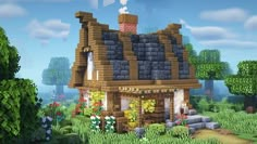 Chalet Minecraft, Minecraft Storage, Minecraft Medieval House, Minecraft Starter House, Minecraft Houses Survival, Medieval House, Minecraft Structures, Minecraft House Plans, Bangunan Minecraft