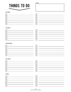 a printable to do list with the words things to do in black and white