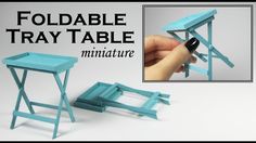 a miniature folding table and stool made out of cardboard with the words foldable tray on it