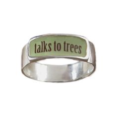 Talks to Trees Band Ring Sterling Silver and Vitreous Enamel - Etsy Talk To Trees Ring, Talks To Trees Ring, Talk To Trees, Mazzy Star, Vitreous Enamel, Dope Jewelry, Estilo Punk, Funky Jewelry, Kate Moss