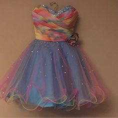 Super Cute Mori Lee Rainbow Dress Size 2 Formal Dance, Frilly Dresses, Mori Lee, Rainbow Dress, Avril Lavigne, Homecoming Dress, True Quotes, Pretty Dresses, Homecoming Dresses