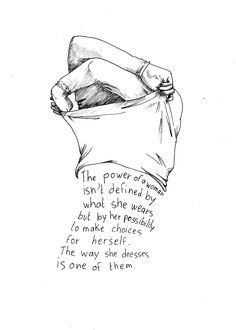 a black and white drawing of a woman's head with the words, the power of women isn't defined by what she wants but by her ability to make choices for herself