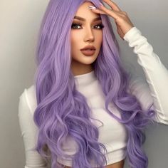 Wavy Hair Mystical Mermaid, Mermaid Look, Long Wavy Wig, Mermaid Waves, Purple Wig, Rhinestone Top, Wavy Wig, Real Hair, Wig Making