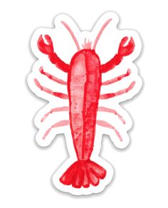 a red lobster sticker on a white background