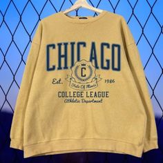 Chicago Ilinois college state athletic Unisex Sweatshirt vintage style University Alumni Crewneck Jumper Pullover on Storenvy College Hoodies Aesthetic, Oversized Winter College Sweatshirt, Collegiate Cotton Sweatshirt For Campus, Winter College Sweatshirt With Letter Print, Vintage Fall Streetwear Sweatshirt, Vintage Fall Sweatshirt For Streetwear, Relaxed Fit Crew Neck Hoodie For College, Varsity Crew Neck Hoodie For College, Collegiate Cotton Sweatshirt With University Logo