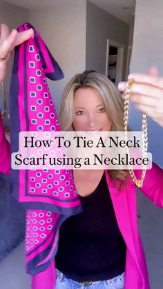 💫HOW TO TIE A NECK SCARF USING A NECKLACE💫  ***Save to try later and don’t forget to share with a friend who might like this.  Have a blessed day 💗  #howtowearit #fashionhacks  • #fashiontricks #trythishack #styletrick #stylehack #lifeandstylej #midelifestyle #everydaystyle #reelsvideo Neck Scarf Outfit Plus Size, Fold Winter Scarf, Pink Neck Scarf Outfit, Polka Dot Scarf Outfit, Scarf As Necklace, Scarf With Blazer Work Outfits, 2022 Scarf Trends, Creative Ways To Wear A Scarf, Neck Scarf Tying Tutorials