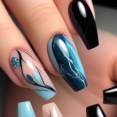 July 16, Coffin Nails Designs, Nails Design, Blue Nails, Nail Art Design, Coffin Nails, Summer Nails, Nail Art Designs, Manicure