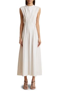 Khaite Wes Pleated Cotton Poplin Dress | Nordstrom Wishlist 2024, Cotton Poplin Dress, White Clothes, Dress Inspo, Denim Shirt Dress, Poplin Dress, Pleated Maxi Dress, Pleated Maxi, Summer Clothing