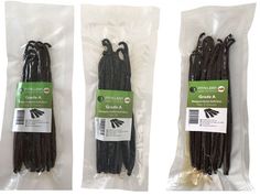 three packages of black incense sticks in plastic bags