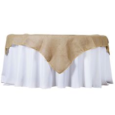 a table with a white and gold cloth on it