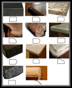 the different types of granite counter tops are shown in this image, and there is also information about them