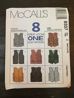 the instructions for sewing vests are shown in an instruction manual, and it shows how to