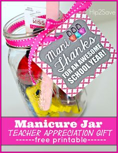 a jar filled with teacher appreciation gifts for teachers