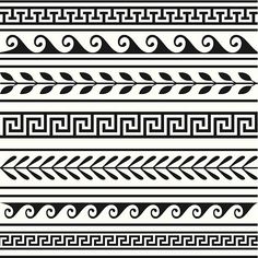 a set of decorative borders and dividers in greek ornament style, with different patterns