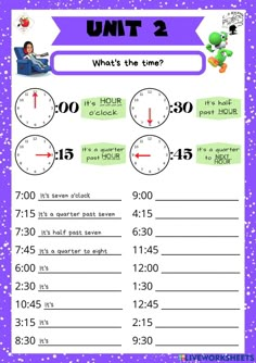 the time worksheet for kids to learn how to read and write numbers in minutes