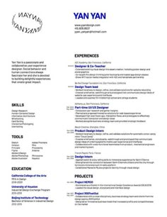 a professional resume template with blue and red accents