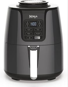 the ninja air fryer is black and silver