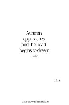 a white book cover with the words autumn approaches and the heart begins to dream