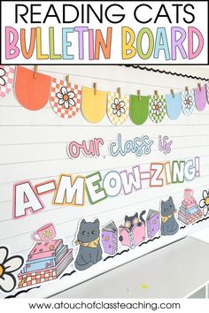 a bulletin board with the words reading cats bulletin board on it