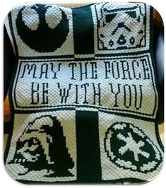 a star wars afghan with the words may the force be with you