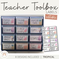 teacher toolbox labels with watermelon images and text that says, teachers toolbox labels