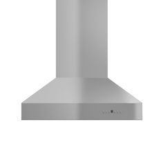 a stainless steel range hood on an isolated white background