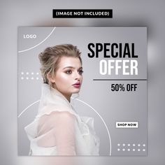 a flyer for a special sale with an image of a woman's face on it