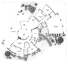 an architectural drawing of a circular house