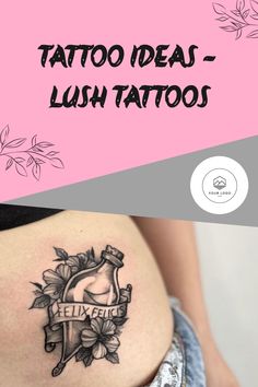 a woman's stomach with the words tattoo ideas - lush tattoos on it