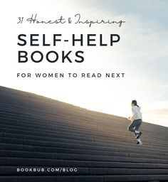 a person jumping up some steps with the text self help books for women to read next