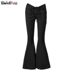 Brand Name: WEIRD PUSSPant Style: Flare PantsMaterial: PolyesterMaterial: SpandexFit Type: skinnyLength: Ankle-Length PantsDecoration: BandageOrigin: CN(Origin)Season: SummerWaist Type: HIGHPattern Type: SolidStyle: CasualFront Style: FlatAge: Ages 18-35 Years OldFabric Type: KnittedClosure Type: DrawstringGender: WOMEN Low Waist Flare Pants, Backless Tank Top, Ladies Short Jackets, Wear Crop Top, White Sneakers Women, Long Trousers, Flare Trousers, Khaki Color, Pants Women