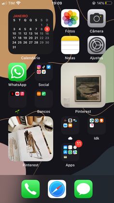 an iphone screen with various icons on it