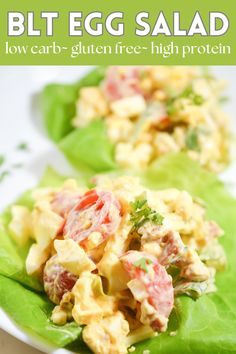 two lettuce wraps filled with egg salad