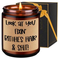 PRICES MAY VARY. Gifts for hairdresser; Printed with humorous saying “Look at you fixin' b hair & s,” our scented candle makes an ideal present for hairdresser; A unique hair stylist present for daughter, son, niece, sister, brother, classmate, or anyone who has recently graduated from cosmetology school Suitable for various occasions; Our candles are ideal as new salon owner gifts, hair school graduation gifts, newly certified beautician gifts, birthday gifts, Christmas gifts, thank you gifts f Cosmetology School Graduation Gifts, Hairdresser Christmas Gift, Hair School Graduation, Gifts For Hairstylist, Cosmetology Graduation, Funny Christmas Presents, Cosmetology Student, Salon Owner, Hairdresser Gift