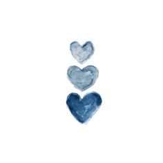 three blue and white heart shapes on a white background with the word love written in it