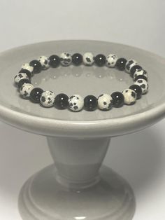 Dalmatian stone and agate bracelet. 6 inches Dalmatian Stone, Agate Bracelet, Dalmatian, Agate, Halloween Shopping, Jewelry Bracelets, Beaded Bracelets, Accessory Gift, Stone