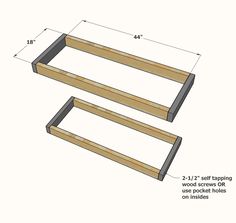 two wooden boxes are shown with measurements for the bottom and bottom pieces on each side