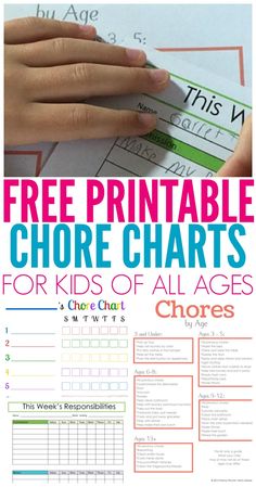 the free printable chore chart for kids to practice their handwriting and writing skills