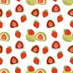 an image of strawberries and kiwis on a white background seamless pattern