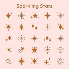 sparkling stars on a pink background with the words sparkling stars written in gold and white