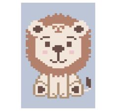 a cross stitch pattern with a lion on it's chest and the face of a lion