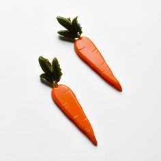 Small Carrot Earrings - Goldmakers Fine Jewelry Carrot Earrings, Orange Carrots, Ring Icon, Chevron Earrings, Artfully Designed, Chevron Necklace, Chevron Ring, Colorful Earrings, Custom Jewelry Design