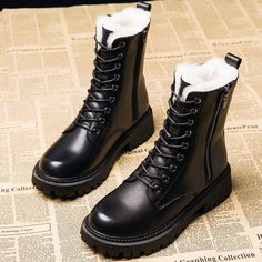 Vanessas Women's Boots Winter Autumn Warm Plush Ladies Shoes Leather Lace Up Boots Goth Platform Shoes, Stylish Winter Boots, Platform Casual Shoes, Chique Outfit, Gothic Shoes, Boots For Short Women, Shoe Shopping, Women Ankle Boots, Ankle Shoes