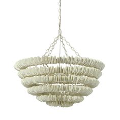 Palecek - Three Light Chandelier - Hannah - Off-White- Union Lighting Luminaires Decor Wood Discs, Coastal Casual, Malibu Beach, Powder Coated Metal, Modern Lighting Design, Wood Disc, Rope Wrapped, Visual Texture, Modern Fan