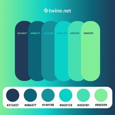 the different colors of skateboards are shown in this graphic design guide, which includes blue and green hues