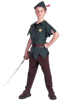 Child Peter Pan Costume Peter Pan Costume Kids, Peter Pan Outfit, Captain Hook Costume, Disney Costumes For Kids, Peter Pans, Peter Pan Costumes, Peter Pan Costume, Peter Pan Disney, Book Character Costumes